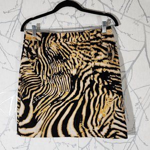 Etcetera Tiger Print Fine Tooth Corduroy Mini Skirt